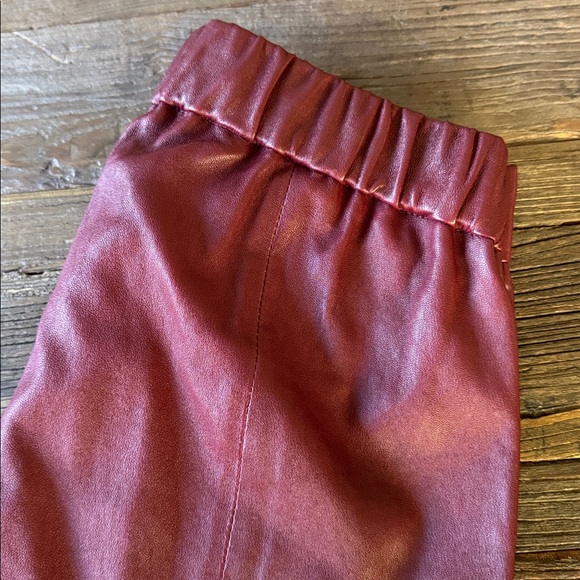 J. Crew Collection oxblood stretch leather pull on skinny pants size 10 - Picture 3 of 11